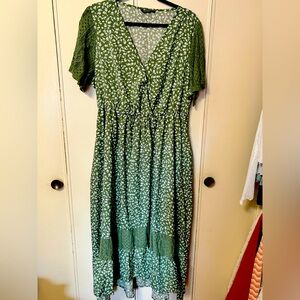Green Floral Midi Dress